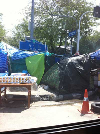 One of the camps from a taxi