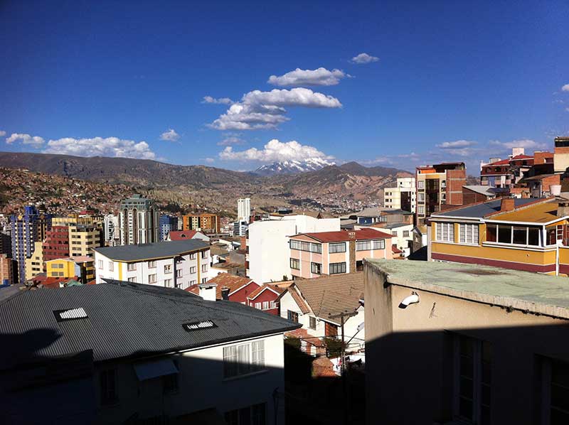 La Paz - The view from our room, complete with snow capped peaks